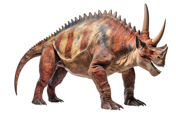 herbivore Triceratops PNG Prehistoric Dinosaur isolated on a white and Transparent background - Extinct Dinosaur Species Predators Prehistoric Ancient creatures paleontology Concept