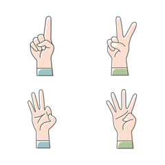 Hand Gesture Symbol Filled Line Style Vector Illustration Set Collection