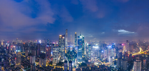 Breathtaking Cityscape Panorama at Night with Vibrant Lights