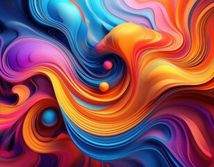 Fototapeta premium A colorful painting with a rainbow of colors and a wave-like pattern