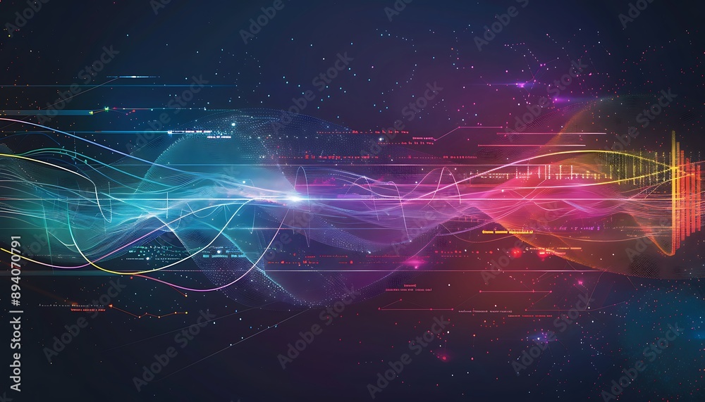 Poster abstract digital waveform with data visualization