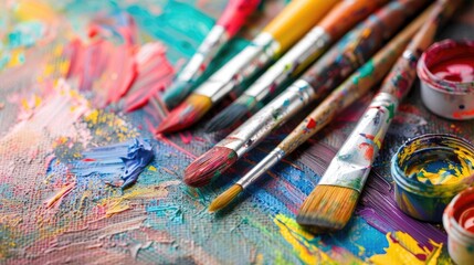Art supplies for painting and teaching art up close