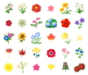 いろんな草花絵本風アイコン