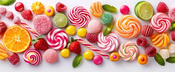 Papier peint photo  Colorful Candies On A White Background, Creating A Vibrant And Joyful Scene  © Alex Cuong