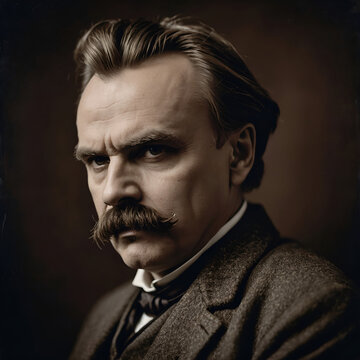 a man with a mustache and a black background Exploring Nietzsche's Complex Persona A Deep Dive into