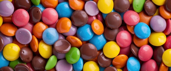 Obraz premium Colorful Chocolate Candies, Bright And Cheerful, Ready To Be Enjoyed