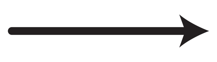 Obraz premium Black horizontal straight arrow icon. Thin long arrow vector icon. Right thin line, black cursor, horizontal arrow vector.