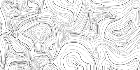 Black outlines and curve wavy, topographic line contour map and transparent background with PNG