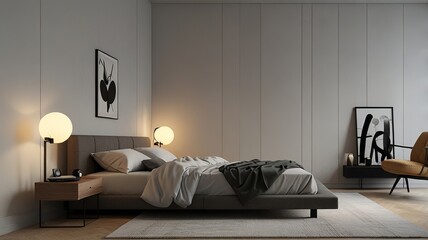 Aesthetic minimalist home, interior design. Modern Nordic Scandinavian interior design concept. Mid-century modern furniture. Elegant and cozy