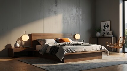 Aesthetic minimalist home, interior design. Modern Nordic Scandinavian interior design concept. Mid-century modern furniture. Elegant and cozy