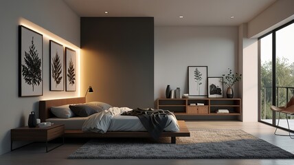 Aesthetic minimalist home, interior design. Modern Nordic Scandinavian interior design concept. Mid-century modern furniture. Elegant and cozy