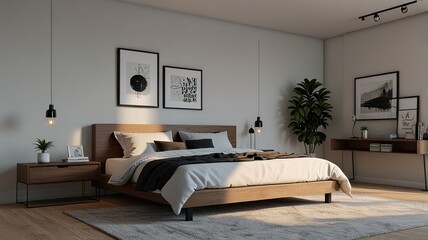 Aesthetic minimalist home, interior design. Modern Nordic Scandinavian interior design concept. Mid-century modern furniture. Elegant and cozy