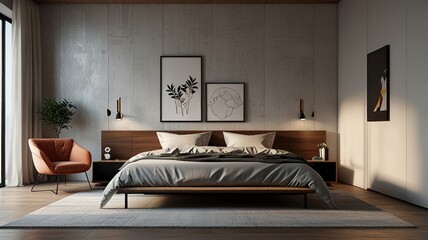 Aesthetic minimalist home, interior design. Modern Nordic Scandinavian interior design concept. Mid-century modern furniture. Elegant and cozy