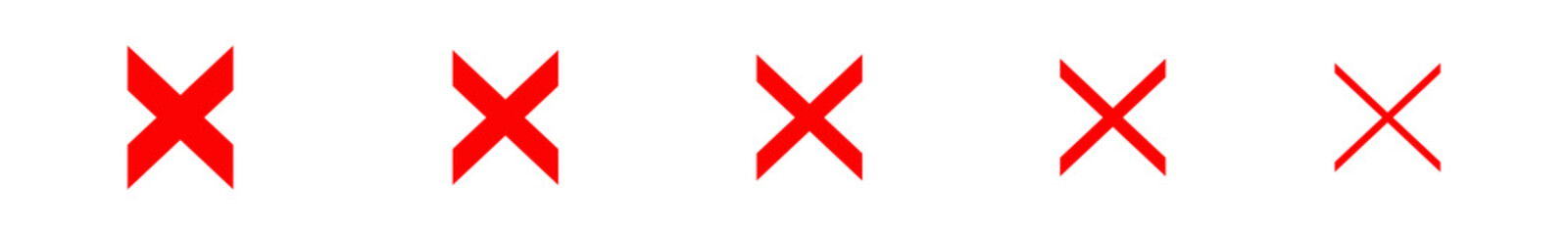 cross red icon vector isolated on white background. Cancel iconset. x text for symbol or mark decoration element on application or web illusttration. yes and no choice button on examination 