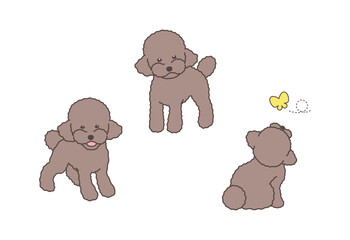 トイプードルのシンプルなイラストセット