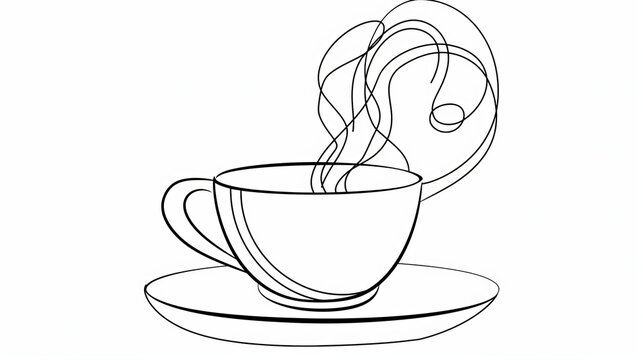 recommend clip art: Coffee cup continuous line sketch tea icon cafe sketch drink single art outline mug logo food Doodle cup line abstract background breakfast steam morning coffee design symbol Vector illustration