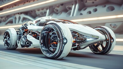 A futuristic vehicle designed entirely through 3D modeling