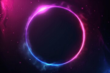 Fototapeta premium Bright neon purple frame on dark background