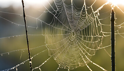 spider web with dew drops