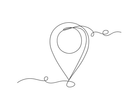 recommend clip art: Map pin location continuous one line art decoration vector illustration.
