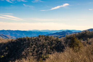 Fototapeta premium View of the Smokey Mountains in the distance in late winter.