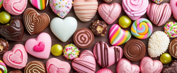 Fototapeta premium A Candy Hearts Background, Colorful And Sweet, Perfect For A Loving Message