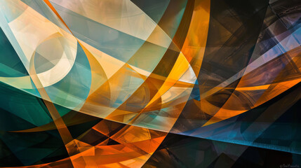 Obraz premium Shifting Perspectives: Geometric Shapes in a Tilted World