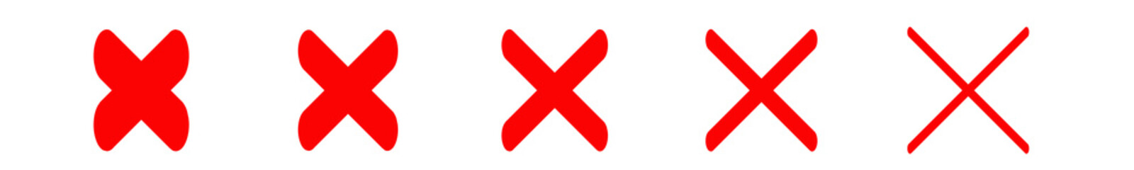 Fototapeta premium cross red icon vector isolated on white background. x text for symbol or mark decoration element on application or web illusttration. yes and no choice button on examination 