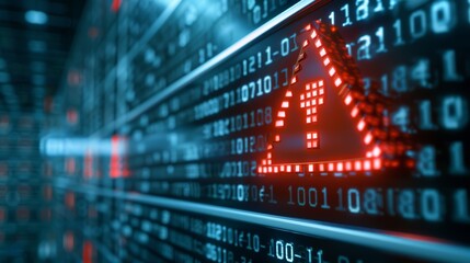 Fototapeta premium Cybersecurity Warning Alert on Digital Screen