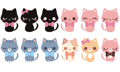 Obraz premium Simple Sweet Cat Icon Sheet