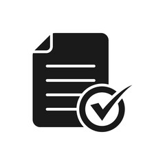 Check form, paper with checkmark icon flat style isolated on white background. Vector illustration