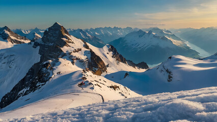 landscape snow mountain top view