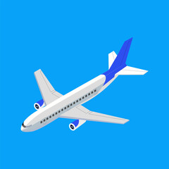 Vector illustration of airplane on blue background