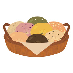 ベーグルの盛り合わせのイラスト