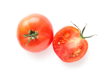 Fresh red tomatoes on white background