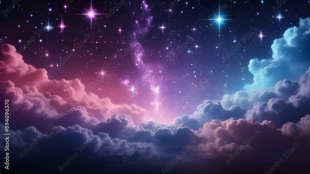 Poster abstract starlight pink purple and blue clouds stardust blink background