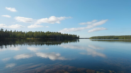 Fototapeta premium Scenery of beautiful lake on a sunny day