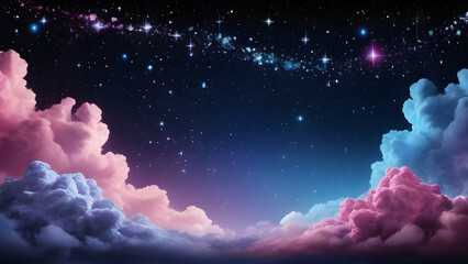 Abstract starlight pink purple and blue clouds stardust blink background