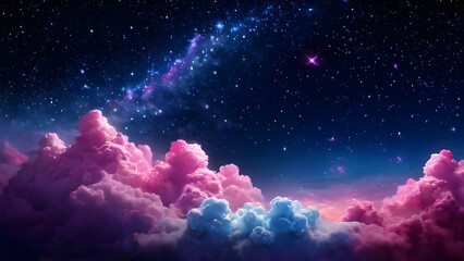 Abstract starlight pink purple and blue clouds stardust blink background