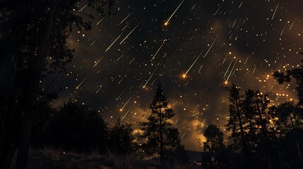 Naklejka premium Mesmerizing Meteor Shower in Remote Darkness