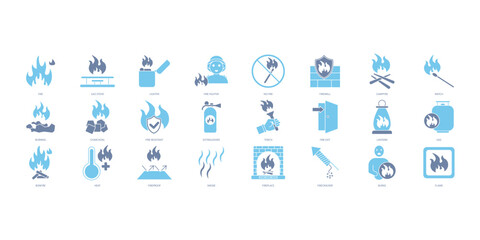 Fototapeta premium Fire icons set. Set of editable stroke icons.Set of Fire