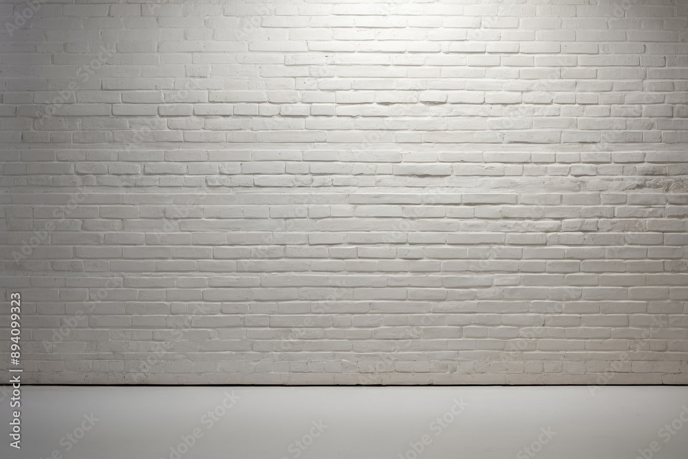 Wall mural white brick wall illuminated by light source creating clean and minimalist backgrounds