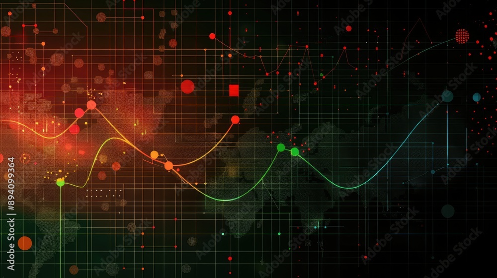 Poster grid graph background with a grid overlay and various data points, suitable for scientific and analy