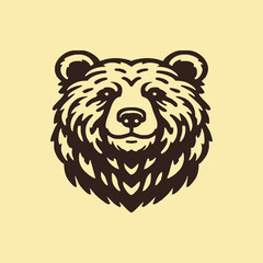 Bear head illustration, logo. Vector drawing of bear
