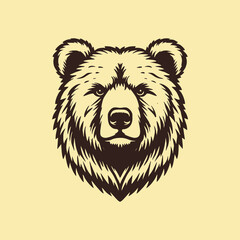 Bear head illustration, logo. Vector drawing of bear