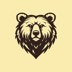 Bear head illustration, logo. Vector drawing of bear