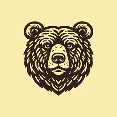 Bear head illustration, logo. Vector drawing of bear