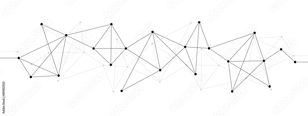 Poster Network polygon connect lines and dots background template. Technology data transfer server global system graphic vector.	
