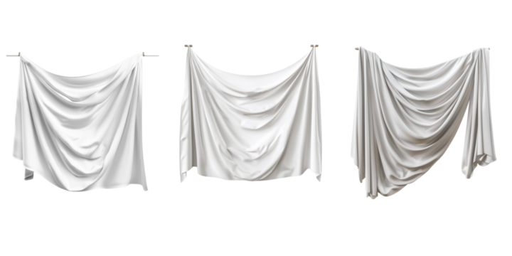 white textile hanging banner