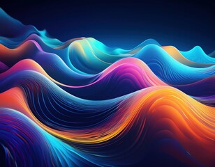 Abstract Neon Waves: A Vibrant and Dynamic Digital Art